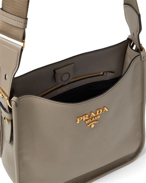 prada silver metallic bag|Prada leather hobo bag.